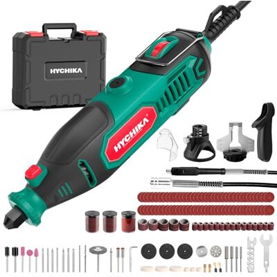 HYCHIKA BETTER TOOLS FOR BETTER LIFE HYCHIKA Zestaw narzędzi obrotowych z ostrzałką do piły łańcuchowej, 150 W, przewodowe narzędzie obrotowe, 7 zmiennych prędkości 10000-33000 obr./min, z 167 akcesoriami, do szlifowania, polerowania HYCHIKA BETTER TOOLS FOR BETTER LIFE HYCHIKA Zestaw narzędzi obrotowych z ostrzałką do piły łańcuchowej, 150 W, przewodowe narzędzie obrotowe, 7 zmiennych prędkości 10000-33000 obr./min, z 167 akcesoriami, do szlifowania, polerowania