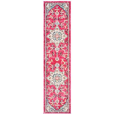SAFAVIEH Nowoczesny elegancki dywan do salonu, jadalni, sypialni kolekcja Madison, krótkie runo, fuksja i niebieski, 61 x 244 cm SAFAVIEH Nowoczesny elegancki dywan do salonu, jadalni, sypialni kolekcja Madison, krótkie runo, fuksja i niebieski, 61 x 244 cm