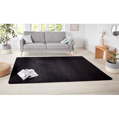 HANSE Home Nasty dywan do salonu, puszysty, z krótkim włosiem, jednokolorowy, jednokolorowy, do jadalni, salonu, pokoju dziecięcego, korytarza, sypialni, kuchni – jednolity czarny, 160 x 240 cm HANSE Home Nasty dywan do salonu, puszysty, z krótkim włosiem, jednokolorowy, jednokolorowy, do jadalni, salonu, pokoju dziecięcego, korytarza, sypialni, kuchni – jednolity czarny, 160 x 240 cm