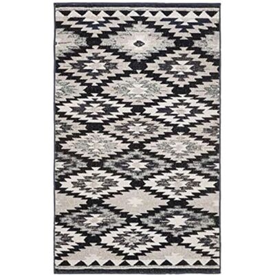 SAFAVIEH Lailee wielofunkcyjny dywan do wewnątrz/na zewnątrz, tkany dywan polipropylenowy w kolorze szarym/czarnym, 90 x 150 cm SAFAVIEH Lailee wielofunkcyjny dywan do wewnątrz/na zewnątrz, tkany dywan polipropylenowy w kolorze szarym/czarnym, 90 x 150 cm