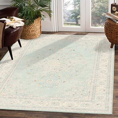 SAFAVIEH Dywan, 72% wiskoza, 15% bawełna, 99 x 139 cm, jasnoniebieski/szary SAFAVIEH Dywan, 72% wiskoza, 15% bawełna, 99 x 139 cm, jasnoniebieski/szary