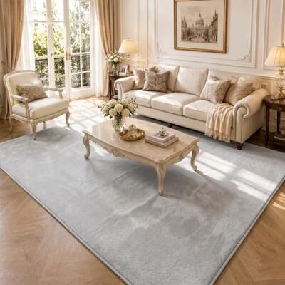 VOUNOT ® Dywan do salonu duży 200x300 cm, z antypoślizgowym spodem i matą antypoślizgową, miękki i puszysty krótki włos, do sypialni pokoju dziecięcego jadalni, szary VOUNOT ® Dywan do salonu duży 200x300 cm, z antypoślizgowym spodem i matą antypoślizgową, miękki i puszysty krótki włos, do sypialni pokoju dziecięcego jadalni, szary