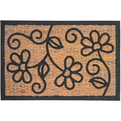 Relaxdays Wycieraczka , kokos i guma, kwiaty, 60 x 40 cm, naturalna/czarna do wnętrz i na zewnątrz, antypoślizgowa mata przeciwbrudowa Relaxdays Wycieraczka , kokos i guma, kwiaty, 60 x 40 cm, naturalna/czarna do wnętrz i na zewnątrz, antypoślizgowa mata przeciwbrudowa