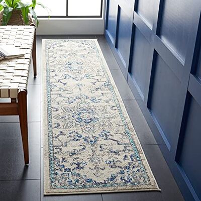 SAFAVIEH Dywan do salonu, jadalni, sypialni – Madison Collection, krótkie runo, kość słoniowa i szary, 80 x 180 cm SAFAVIEH Dywan do salonu, jadalni, sypialni – Madison Collection, krótkie runo, kość słoniowa i szary, 80 x 180 cm