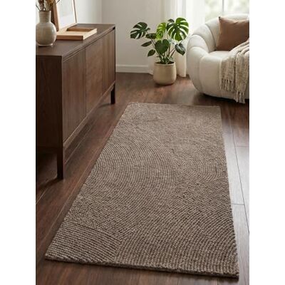 HANSE Home Dywan wełniany Eleni – naturalny, tkany ręcznie – Hygge Skandi, chodnik wełniany do salonu, sypialni, jadalni, przedpokoju – szarobrązowy (taupe), 80 x 200 cm HANSE Home Dywan wełniany Eleni – naturalny, tkany ręcznie – Hygge Skandi, chodnik wełniany do salonu, sypialni, jadalni, przedpokoju – szarobrązowy (taupe), 80 x 200 cm