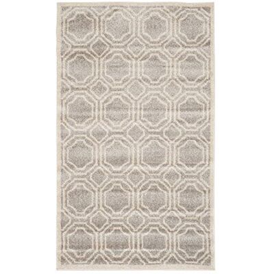 SAFAVIEH Dywan geometryczny do wewnątrz i na zewnątrz kolekcja Amherst, krótkie runo, w kolorze jasnoszarym i kości słoniowej, 76 x 122 cm SAFAVIEH Dywan geometryczny do wewnątrz i na zewnątrz kolekcja Amherst, krótkie runo, w kolorze jasnoszarym i kości słoniowej, 76 x 122 cm