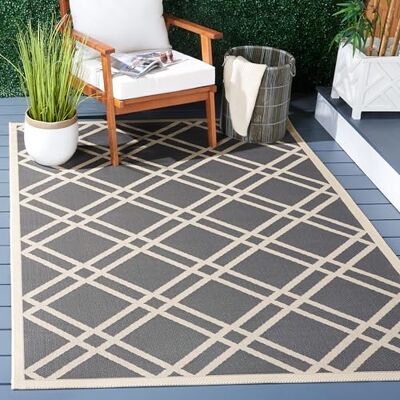 SAFAVIEH CY6923 dywan do użytku wewnątrz i na zewnątrz, tkany polipropylen, antracyt/beżowy, 120 x 180 cm SAFAVIEH CY6923 dywan do użytku wewnątrz i na zewnątrz, tkany polipropylen, antracyt/beżowy, 120 x 180 cm