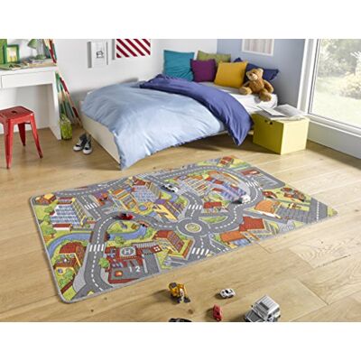 HANSE Home Dywan z krótkim włosiem, dywan do zabawy Smart City (90 x 200 cm, 100% poliamid, antypoślizgowa powłoka na plecach, łatwy w pielęgnacji, nadaje się do ogrzewania podłogowego), szary HANSE Home Dywan z krótkim włosiem, dywan do zabawy Smart City (90 x 200 cm, 100% poliamid, antypoślizgowa powłoka na plecach, łatwy w pielęgnacji, nadaje się do ogrzewania podłogowego), szary