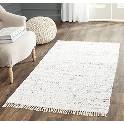 SAFAVIEH Rag Rug Collection Dywan akcentujący – 10 x 150 cm, kość słoniowa i wielokolorowy, ręcznie wykonany bawełna w paski boho, idealny do obszarów o dużym natężeniu ruchu w przedpokoju, salonie, SAFAVIEH Rag Rug Collection Dywan akcentujący – 10 x 150 cm, kość słoniowa i wielokolorowy, ręcznie wykonany bawełna w paski boho, idealny do obszarów o dużym natężeniu ruchu w przedpokoju, salonie,