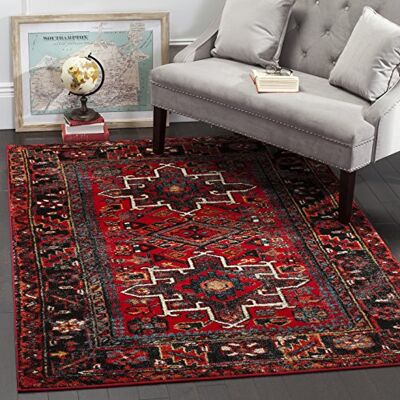 SAFAVIEH Vintage Hamadan Prostokątny dywan wewnętrzny, pleciony, Kolekcja perska, VTH211, w kolorze czerwonym/wielokolorowym, 160 x 229 cm SAFAVIEH Vintage Hamadan Prostokątny dywan wewnętrzny, pleciony, Kolekcja perska, VTH211, w kolorze czerwonym/wielokolorowym, 160 x 229 cm