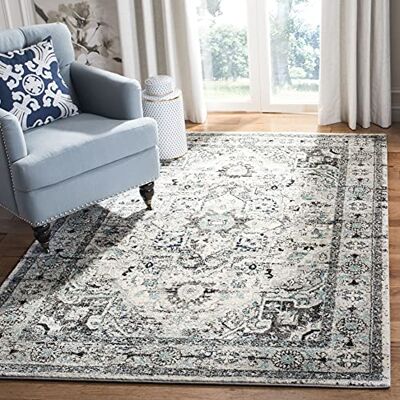 SAFAVIEH Marissa dywanik tkany dywan polipropylenowy w jasnoszarym/niebieskim, 120 x 180 cm SAFAVIEH Marissa dywanik tkany dywan polipropylenowy w jasnoszarym/niebieskim, 120 x 180 cm
