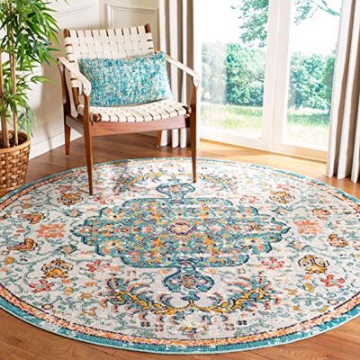 SAFAVIEH Nowoczesny, elegancki dywan do salonu, jadalni, sypialni – Madison Collection, krótkie runo, szary i jasnoniebieski, 122 x 122 cm SAFAVIEH Nowoczesny, elegancki dywan do salonu, jadalni, sypialni – Madison Collection, krótkie runo, szary i jasnoniebieski, 122 x 122 cm