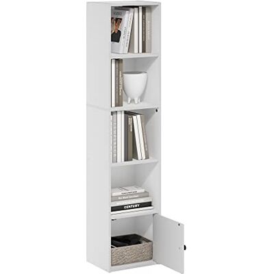 Furinno Luder 5-poziomowa półka na książki z 1 drzwiami - Półka Furinno Luder 5-poziomowa półka na książki z 1 drzwiami - Półka