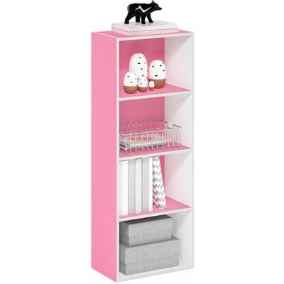 Furinno Luder 4-Poziomowa Regał na Książki - Różowo/biały Furinno Luder 4-Poziomowa Regał na Książki - Różowo/biały