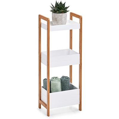 Zeller Regał z 3 półkami, bambusowy/MDF, biały Zeller Regał z 3 półkami, bambusowy/MDF, biały