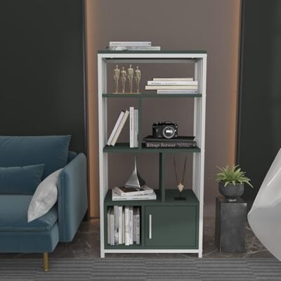 Hanah Home Lolia - Regał na książki - Zielony & Biały - 120x60x29.6cm Hanah Home Lolia - Regał na książki - Zielony & Biały - 120x60x29.6cm