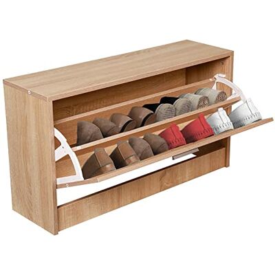 BAKAJI Szafka na buty oszczędzająca miejsce Slim Kompaktowy stojak na buty wysuwane szuflady do przechowywania mebli mały rozmiar szafki mały rozmiar 80 x 24 x 45 cm (dęb) BAKAJI Szafka na buty oszczędzająca miejsce Slim Kompaktowy stojak na buty wysuwane szuflady do przechowywania mebli mały rozmiar szafki mały rozmiar 80 x 24 x 45 cm (dęb)