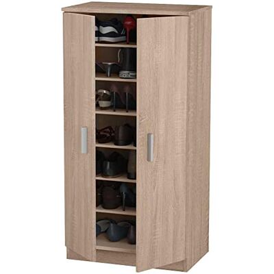 BAKAJI Szafka na buty Wejście Domu z 7 półkami drzwi buty zamknięcia 2 drzwi drewniane rama szafa szafa pomocnicza wielofunkcyjny rozmiar 108 x 55 x 36 cm (Dąb) BAKAJI Szafka na buty Wejście Domu z 7 półkami drzwi buty zamknięcia 2 drzwi drewniane rama szafa szafa pomocnicza wielofunkcyjny rozmiar 108 x 55 x 36 cm (Dąb)