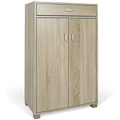 BAKAJI Szafka na buty Wejście Domu z 5 półkami drzwi buty + Szuflada Zamknięcie 2 drzwi Drewniana rama Szafa Szafa Pomocnicza Wielofunkcyjny Rozmiar 95 x 63 x 33 cm (Dąb) BAKAJI Szafka na buty Wejście Domu z 5 półkami drzwi buty + Szuflada Zamknięcie 2 drzwi Drewniana rama Szafa Szafa Pomocnicza Wielofunkcyjny Rozmiar 95 x 63 x 33 cm (Dąb)