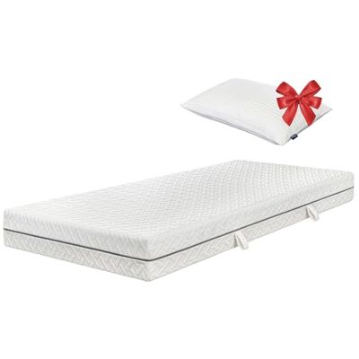 ESSENCE SLEEP Materac piankowy 2 w 1, 7-strefowy materac z 1 poduszką, H2, zwijany materac – oddychający, wygodny i trwały, certyfikat Öko-Tex, pianka z pamięcią kształtu, 100 x 200 x 18 cm ESSENCE SLEEP Materac piankowy 2 w 1, 7-strefowy materac z 1 poduszką, H2, zwijany materac – oddychający, wygodny i trwały, certyfikat Öko-Tex, pianka z pamięcią kształtu, 100 x 200 x 18 cm