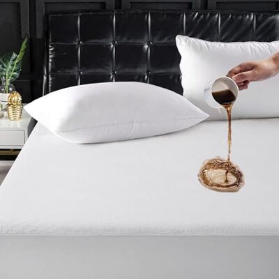 TASTELIFE Matratzenschoner für King-Size Matratzen, 100% bawełna, Frottee, 20.3 cm, 53.3 cm tief, Taschenbett, Matratzenauflage, Vinylfrei, atmungsaktiv und weich (Kingsize, Biały) TASTELIFE Matratzenschoner für King-Size Matratzen, 100% bawełna, Frottee, 20.3 cm, 53.3 cm tief, Taschenbett, Matratzenauflage, Vinylfrei, atmungsaktiv und weich (Kingsize, Biały)
