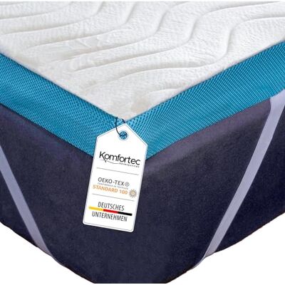 Komfortec Nakładka na materac 160 x 200 cm – wysokość 5 cm, nakładka na materac z pianki Visco Memory z 4 narożnymi gumkami do łóżek kontynentalnych, poszewka z aloesu nadająca się do prania, biała Komfortec Nakładka na materac 160 x 200 cm – wysokość 5 cm, nakładka na materac z pianki Visco Memory z 4 narożnymi gumkami do łóżek kontynentalnych, poszewka z aloesu nadająca się do prania, biała