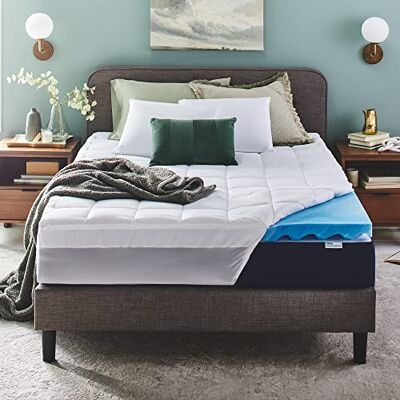 Sleep Innovations Dwuwarstwowa nakładka na materac z pianki z pamięcią kształtu, rozmiar king size, ultramiękkie wsparcie, 7.6 cm żel chłodzący pianka z pamięcią kształtu plus 2,5 cm puszysta poszewka Sleep Innovations Dwuwarstwowa nakładka na materac z pianki z pamięcią kształtu, rozmiar king size, ultramiękkie wsparcie, 7.6 cm żel chłodzący pianka z pamięcią kształtu plus 2,5 cm puszysta poszewka