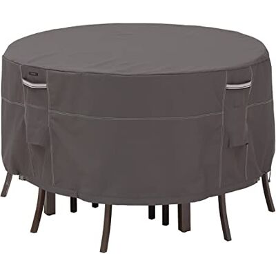 Classic Accessories 55-187-015101-EC Ravenna wysoki okrągły zestaw na stół i krzesła na patio wysokiej jakości pokrowiec na meble ogrodowe z wytrzymałej i wodoodpornej tkaniny, ciemnobrązowy, mały Classic Accessories 55-187-015101-EC Ravenna wysoki okrągły zestaw na stół i krzesła na patio wysokiej jakości pokrowiec na meble ogrodowe z wytrzymałej i wodoodpornej tkaniny, ciemnobrązowy, mały