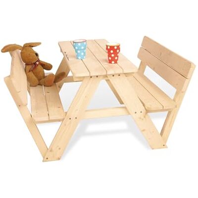 PINOLINO Children’s picnic bench 'Nicki für 4 mit Lehne', natural PINOLINO Children’s picnic bench 'Nicki für 4 mit Lehne', natural