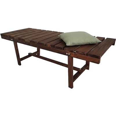 Relaxdays 2-osobowa ławka ogrodowa z drewna jodłowego, na patio i balkon, bez oparcia, 35 x 110 x 38 cm, brązowa Relaxdays 2-osobowa ławka ogrodowa z drewna jodłowego, na patio i balkon, bez oparcia, 35 x 110 x 38 cm, brązowa