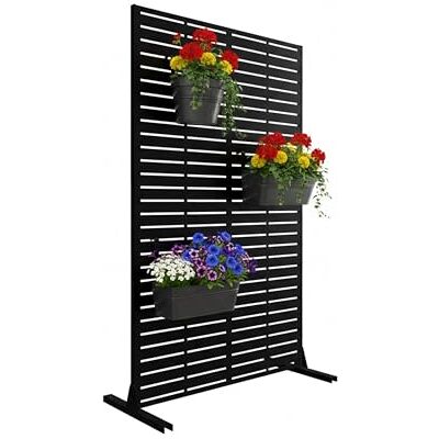 Relaxdays Osłona prywatności, wzór lameli, ogród, balkon i taras, kolor Parawan, wys. x szer.: 183 x 110 cm, metal Relaxdays Osłona prywatności, wzór lameli, ogród, balkon i taras, kolor Parawan, wys. x szer.: 183 x 110 cm, metal