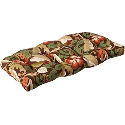 Perfect Poduszka do wewnątrz/na zewnątrz brązowa/zielona tropikalna wiklinowa Loveseat Perfect Poduszka do wewnątrz/na zewnątrz brązowa/zielona tropikalna wiklinowa Loveseat