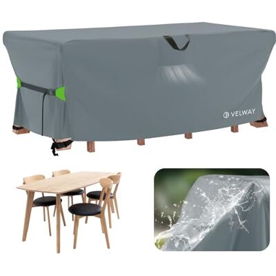 Velway Pokrowce na meble wodoodporne 170 x 95 x 74 cm Pokrowiec na stół ogrodowy na zewnątrz z otworem wentylacyjnym wiatroszczelny prostokątny pokrowiec na stół szary Velway Pokrowce na meble wodoodporne 170 x 95 x 74 cm Pokrowiec na stół ogrodowy na zewnątrz z otworem wentylacyjnym wiatroszczelny prostokątny pokrowiec na stół szary