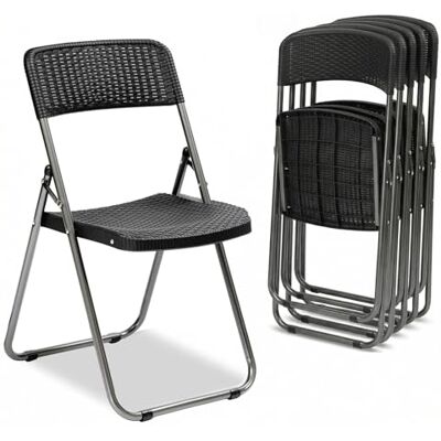 Sekey rattanowe krzesło ogrodowe, składane, 6 sztuk, 200 kg, 46 x 53 x 84 cm, wodoszczelne, na balkon, do ogrodu, zestaw krzeseł ogrodowych, czarne Sekey rattanowe krzesło ogrodowe, składane, 6 sztuk, 200 kg, 46 x 53 x 84 cm, wodoszczelne, na balkon, do ogrodu, zestaw krzeseł ogrodowych, czarne
