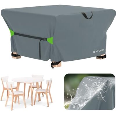 Velway Pokrowce na meble wodoodporne 125 x 125 x 74 cm Pokrowiec na stół ogrodowy na zewnątrz z otworem wentylacyjnym wiatroszczelny pokrowiec na stół kwadratowy wystrój stołu szary Velway Pokrowce na meble wodoodporne 125 x 125 x 74 cm Pokrowiec na stół ogrodowy na zewnątrz z otworem wentylacyjnym wiatroszczelny pokrowiec na stół kwadratowy wystrój stołu szary
