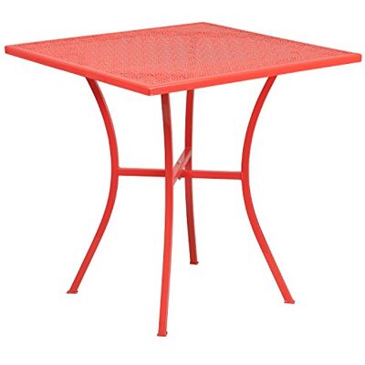 Flash Furniture Klasa handlowa 71 cm kwadratowy koral wewnętrzny zewnętrzny stalowy stół patio Flash Furniture Klasa handlowa 71 cm kwadratowy koral wewnętrzny zewnętrzny stalowy stół patio