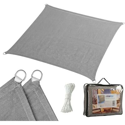Relaxdays Żagiel przeciwsłoneczny, 3 x 3 m, HDPE, oddychający, do ogrodu i na balkon, płótno żaglowe, liny, kwadratowe, ciemnoszare Relaxdays Żagiel przeciwsłoneczny, 3 x 3 m, HDPE, oddychający, do ogrodu i na balkon, płótno żaglowe, liny, kwadratowe, ciemnoszare