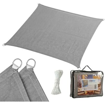 Relaxdays Żagiel przeciwsłoneczny, 5 x 5 m, HDPE, oddychający, do ogrodu i na balkon, płótno żaglowe, liny, kwadratowe, ciemnoszare Relaxdays Żagiel przeciwsłoneczny, 5 x 5 m, HDPE, oddychający, do ogrodu i na balkon, płótno żaglowe, liny, kwadratowe, ciemnoszare
