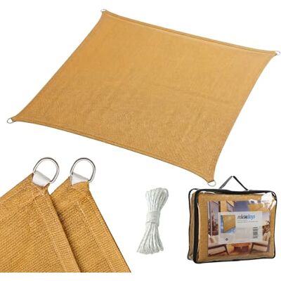 Relaxdays Żagiel przeciwsłoneczny, 2 x 2 m, HDPE, oddychający, piaskowy Żagiel do ogrodu i na balkon, płótno żaglowe z linami napinającymi, kwadratowe Relaxdays Żagiel przeciwsłoneczny, 2 x 2 m, HDPE, oddychający, piaskowy Żagiel do ogrodu i na balkon, płótno żaglowe z linami napinającymi, kwadratowe