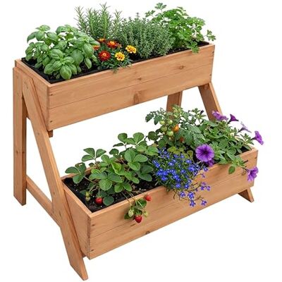 Relaxdays Pionowa podwyższona grządka, 2 skrzynki na rośliny, pomarańczowa wys. x szer. x gł.: 51,5 x 62,5 x 44 cm, ogród, balkon i taras, drewno jodłowe Relaxdays Pionowa podwyższona grządka, 2 skrzynki na rośliny, pomarańczowa wys. x szer. x gł.: 51,5 x 62,5 x 44 cm, ogród, balkon i taras, drewno jodłowe