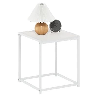 Furinno Camnus 1-poziomowy stolik pomocniczy Modern Living, drewno inżynieryjne, lite biały/biały, 40 x 40 x 45 cm Furinno Camnus 1-poziomowy stolik pomocniczy Modern Living, drewno inżynieryjne, lite biały/biały, 40 x 40 x 45 cm