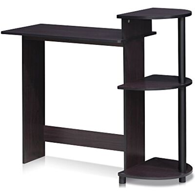 Furinno Kompaktowe biurko komputerowe, biurko do nauki z półkami, ciemny orzech, 99 (szer.) x 85,3 (wys.) x 39,4 cm (gł.) Furinno Kompaktowe biurko komputerowe, biurko do nauki z półkami, ciemny orzech, 99 (szer.) x 85,3 (wys.) x 39,4 cm (gł.)