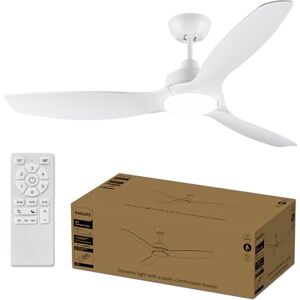 Philips Fixed Blade Fan Ceiling, 3 Łopatki, duży (52") 28W LED Light, DC Motor, Zakres Temperatury Barwowej (3000 K, 4300 K, 6500 K) z Funkcją Ściemniania, Pilot w Zestawie Philips Fixed Blade Fan Ceiling, 3 Łopatki, duży (52") 28W LED Light, DC Motor, Zakres Temperatury Barwowej (3000 K, 4300 K, 6500 K) z Funkcją Ściemniania, Pilot w Zestawie