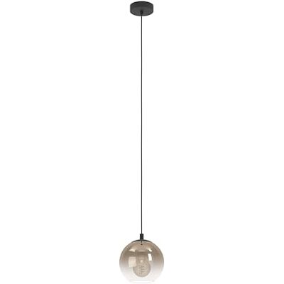 EGLO Ariscani 1 Lampa wisząca, 1-punktowa, nad stół do jadalni, lampa wisząca z metalu w kolorze czarnym i szkła w kolorze miedzianym, oprawa E27, Ø 42,5 cm EGLO Ariscani 1 Lampa wisząca, 1-punktowa, nad stół do jadalni, lampa wisząca z metalu w kolorze czarnym i szkła w kolorze miedzianym, oprawa E27, Ø 42,5 cm