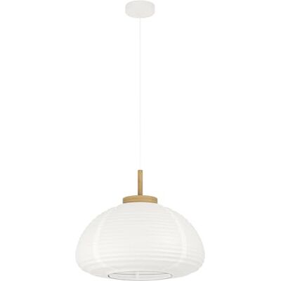 EGLO Summerhill Lampa wisząca nad stół do jadalni, w stylu japońskim, metal, drewno i papier w kolorze białym, certyfikat FSC, oprawka E27, Ø 55 cm EGLO Summerhill Lampa wisząca nad stół do jadalni, w stylu japońskim, metal, drewno i papier w kolorze białym, certyfikat FSC, oprawka E27, Ø 55 cm