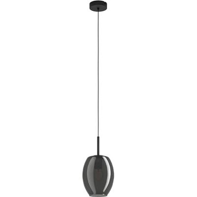 EGLO lampa wisząca Cadaques, lampka wisząca stół, oświetlenie z metalu w kolorze czarnym i szkła parzonego w kolorze czarno-przezroczystym, do jadalni, oprawka E27, Ø 18 cm EGLO lampa wisząca Cadaques, lampka wisząca stół, oświetlenie z metalu w kolorze czarnym i szkła parzonego w kolorze czarno-przezroczystym, do jadalni, oprawka E27, Ø 18 cm