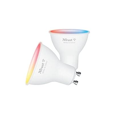 Trust WiFi GU10 Żarówka, Kompatybilna z Alexa i Google Home, Kolorowa LED, Bez Koncentratora, 2,4 GHz Lampa WiFi, Spotlight White i Color Zestaw 2 Szt Trust WiFi GU10 Żarówka, Kompatybilna z Alexa i Google Home, Kolorowa LED, Bez Koncentratora, 2,4 GHz Lampa WiFi, Spotlight White i Color Zestaw 2 Szt
