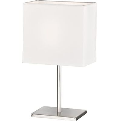 Fischer Lampa stołowa Bolzano kolor niklowy matowy abażur z tkaniny biały Chintz dł.: 17 cm, szer.: 10 cm, wys.: 30 cm z przełącznikiem sznurkowym 1 x E14 maks. 25 W bez żarówki Fischer Lampa stołowa Bolzano kolor niklowy matowy abażur z tkaniny biały Chintz dł.: 17 cm, szer.: 10 cm, wys.: 30 cm z przełącznikiem sznurkowym 1 x E14 maks. 25 W bez żarówki