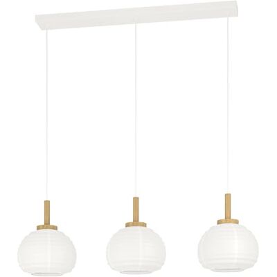 EGLO Summerhill Lampa wisząca nad stół w jadalni, do jadalni z 3 punktami świetlnymi stylu japońskim, metal, drewno i papier kolorze białym, certyfikowana przez FSC, oprawka E27, 92,5 cm EGLO Summerhill Lampa wisząca nad stół w jadalni, do jadalni z 3 punktami świetlnymi stylu japońskim, metal, drewno i papier kolorze białym, certyfikowana przez FSC, oprawka E27, 92,5 cm
