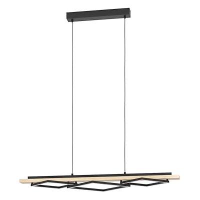 EGLO Boyal Lampa wisząca LED, nad stół do jadalni, 3-punktowa, lampa wisząca z jasnego drewna i czarnego metalu, certyfikat FSC, ciepła biel EGLO Boyal Lampa wisząca LED, nad stół do jadalni, 3-punktowa, lampa wisząca z jasnego drewna i czarnego metalu, certyfikat FSC, ciepła biel